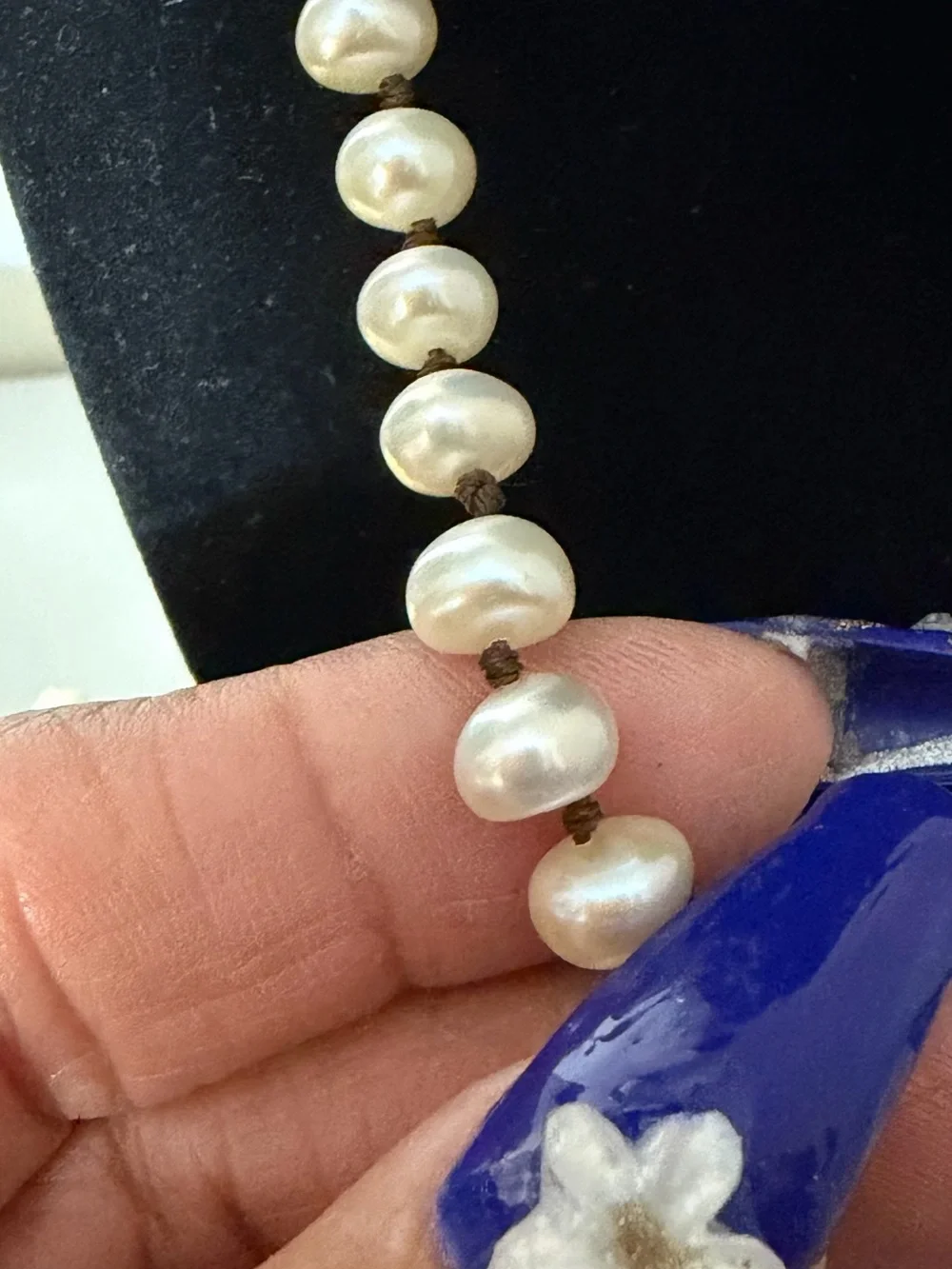 Roxanne Assoulin Freshwater Pearl Necklace with Royal Blue Zirconia Pendant NEW